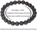 Hamoery Men Women 8mm Natural Stone Lava Rock Diffuser Bracelet Elastic Yoga Agate Beads Bracelet Bangle