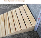 Wooden Threshold Ramp for Doorway 2.7-5.9" Rise, Non-Slip Entryway Ramps Kerb Ramps High Load, Durable Slope Ramp for Home Garden Step Sheds Doors(30x26x7cm(11.8x10.2x2.7inch))