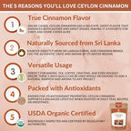 SPICY ORGANIC Ceylon Cinnamon Sticks 4 oz – True Cinnamon Quills from Sri Lanka, 3.5" Premium Ceylon Cinnamon, USDA Certified Organic, Perfect for Recipes, Crafts & Holiday Drinks – Cinnamomum Verum