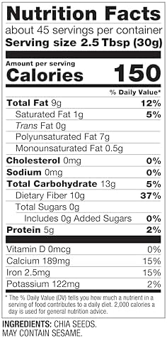 BetterBody Foods Chia Seeds 3 lbs, 48 Oz, with Omega-3, Non-GMO, Gluten Free, Keto Diet Friendly, Vegan, Good Source of Fiber, Add to Smoothies