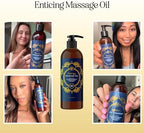 Luxurious Vanilla Massage Oil for Couples - Easy Glide Non Greasy Sweet Vanilla Sensual Massage Oils for Date Night with Silky Smooth Sweet Almond Oil Coconut and Jojoba - Vegan Non GMO & Gluten Free