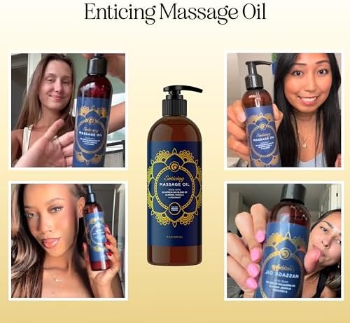 Luxurious Vanilla Massage Oil for Couples - Easy Glide Non Greasy Sweet Vanilla Sensual Massage Oils for Date Night with Silky Smooth Sweet Almond Oil Coconut and Jojoba - Vegan Non GMO & Gluten Free