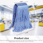KULED Commercial Mop Head Replacement, Heavy Duty Industrial Cotton Mop Heads, Looped-End String Wet Mop Head for General and Floor Cleaning, Blue (Standard)