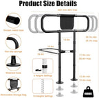 Zelvia Bed Rails for Elderly Adults Safety with Motion Light & Storage Pouch - Retractable & Foldable Bed Handrails Assist Bedrails for Seniors, Surgery Patients & Handicap (Black)