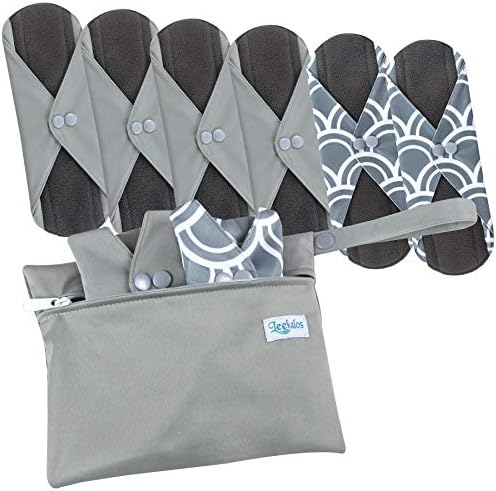 Leekalos Reusable Menstrual Pads - Bamboo Menstrual Cloth Pads | Light Incontinence Pads | Reusable Sanitary Pads - Pack of 6, 1 Cloth Mini Wet Bag