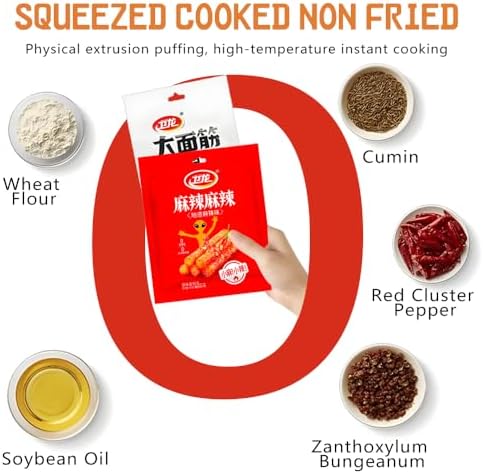Chinese Spicy Snack Variety Pack, 4 Flavors - soybean skin, Gluten Strips, Konjac Jelly, Spicy Bars, Non-Fried, 60g-80g Bags