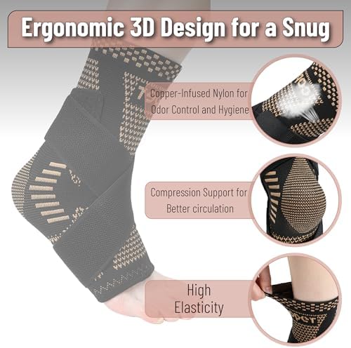 DR JK- Ankle Brace for Women and Men, X-Large, 1 Pair, Grey and Black, Adjustable Compression Sleeve, Soft Straps for Achilles Tendonitis Relief, Sports Protection, Achilles Tendonitis Brace