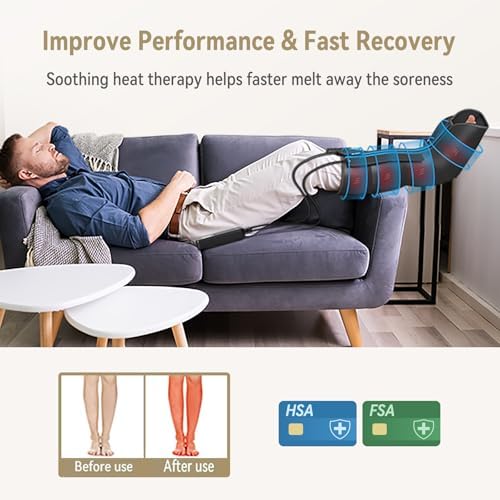FIT KING Leg Massager with Heat and Compression Therapy – Leg Massage for Circulation, Swollen Leg, RLS Pain, Fatigue Relief – Foot Calf Massager Boots – Mother Day Gift for Mom