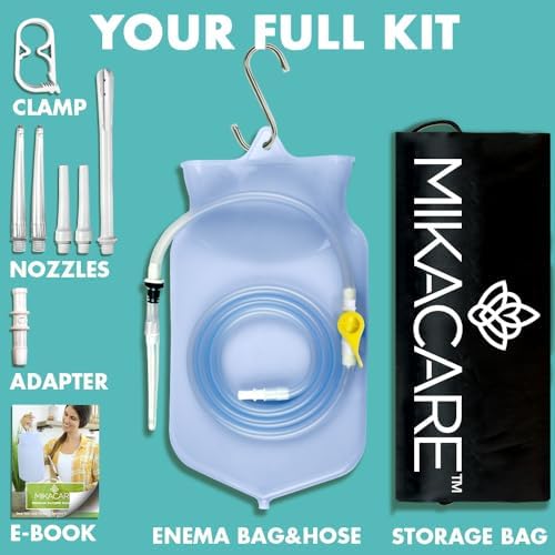 Enema Bag Kit - 2 Quart Clear Non-Toxic Silicone - Coffee for Colon Cleansing and Detox - Home Colonic Kit