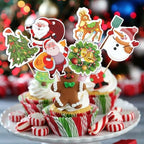 24pcs Double-side Merry Christmas Cupcake Topper,Santa Claus Xmas Cake Picks for Christmas Party Supplies, New Year Ceremony Party Cake Decorations Supplies