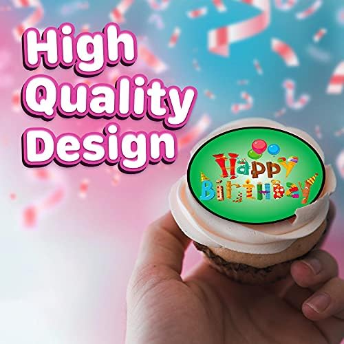 30 x Edible Cupcake Toppers Themed of Happy Birthday Collection of Edible Cake Decorations | Uncut Edible on Wafer Sheet
