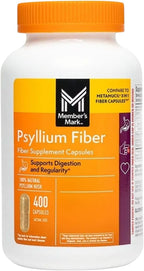 Member's Mark 100% Natural Psyllium Husk Fiber Capsules, Digestive Health, 400 Count (Pack of 1)