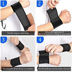 Sumind 4 Pieces Wrist Brace bands Wrist compression strap tennis support wrap Adjustable brace for carpal tunnel elastic bands for pain for Women Men Weightlifting Working out Fitness, Black