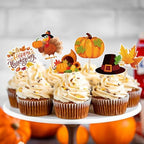 144PCS Thanksgiving Cupcake Toppers Toothpicks Decorations - Turkey Day Fall Picks Food Appetizers Sticks Party Supplies