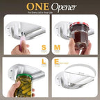 Mount-on Cabinet Jar Opener for Weak Hands,Seniors with Arthritis,Double U Shaped Grooves Grip Bottle Opener for Any Size Lid,304 Stainless Steel One-Handed Can Opener Tool for Home Assistance,White