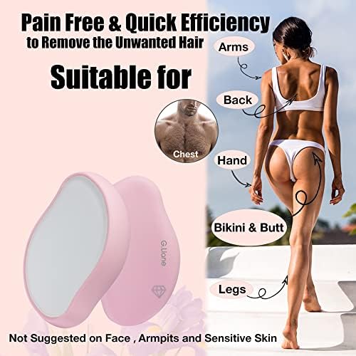 Crystal Hair Eraser,Physical Glass Hair Removal,Reusable Nano Hair Remover Stone,Epilator for Women and Men,Soft Silky Skin (Pink)