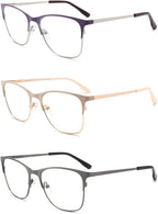 DONGDI Metal Blue Light Blocking Reading Glasses Oversized Readers for Women Big Head/Large Face Cheaters