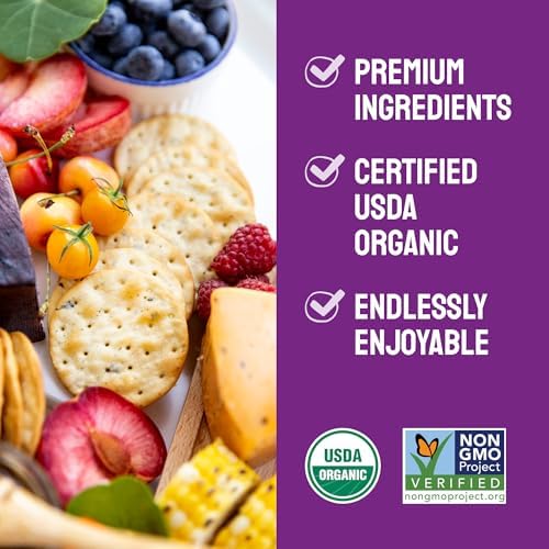 Milton's Organic Crackers, Olive Oil & Sea Salt - Certified Organic, Non-GMO Project Verified, Kosher, Made With Authentic Black Olives, Great for Charcuterie Boards - 6 Oz