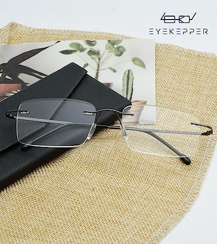 Eyekepper Frameless Reading Glasses for Men Reading - Rectangle Rimless Reader Eyeglasses Gunmetal +1.50
