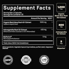 40x Strength Organic Black Maca Root w. Ashwagandha - #1 Highest Potency Black Maca Root Capsules for Men Supplement 40:1 Extract - 100% Pure Maca Peruana Gelatinized Maca Root Powder Pills