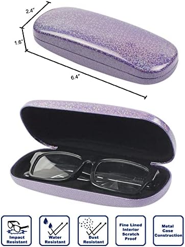 JAVOedge [4 PACK / 3 PACK], Printed Pattern Durable Hard Clamshell Eyeglass Case with Bonus Microfiber Cloth