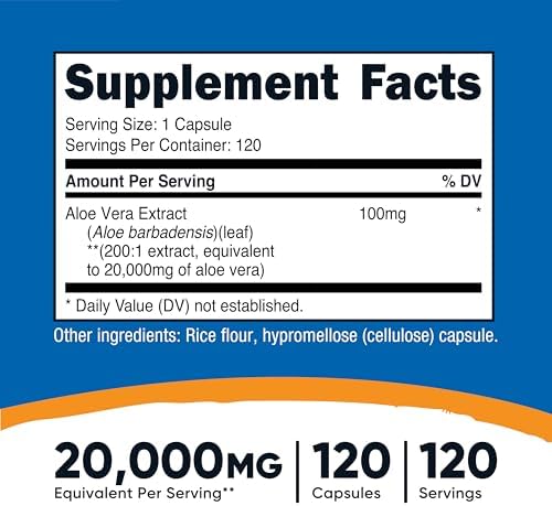 Nutricost Aloe Vera Extract 120 Capsules for 120 Servings Per Bottle - Gluten Free and GMO Free, Vegetarian Friendly