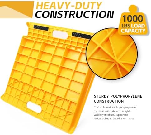 MaxxHaul Portable Curb Ramp 1000 lbs Capacity Heavy Duty Polypropylene Loading Ramp for Furniture Dolly Hand Truck and Moving Cart Non‑Slip Threshold Ramp for Driveway and Steps (50962)