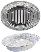 Disposable Turkey Roasting Aluminum Pans | (8 Count) Extra Large Heavy-Duty Foil Container| Deep, Oval Shape for Meat, Chicken, Roasts, Ribs, Cooking | Recyclable