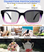 MARE AZZURO Photochromic Reading Glasses Women Blue Light Blocking Oversized Readers 1.0 1.5 2.0 2.5 3.0 3.5 4.0