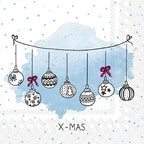IHR 20 Luxury Paper Christmas Lunch Napkins- Xmas Bauble (Light Blue)