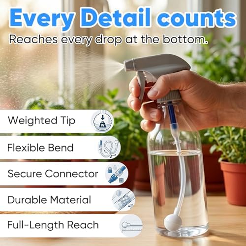 3 Pack Universal Fit 360° Spray Bottle Adapter, Reusable Tilted Spray Bottle Adapter with Flexible Tube, Weighted 360° Spray Accessories for Any Spray Nozzle, Multi-Scene Use