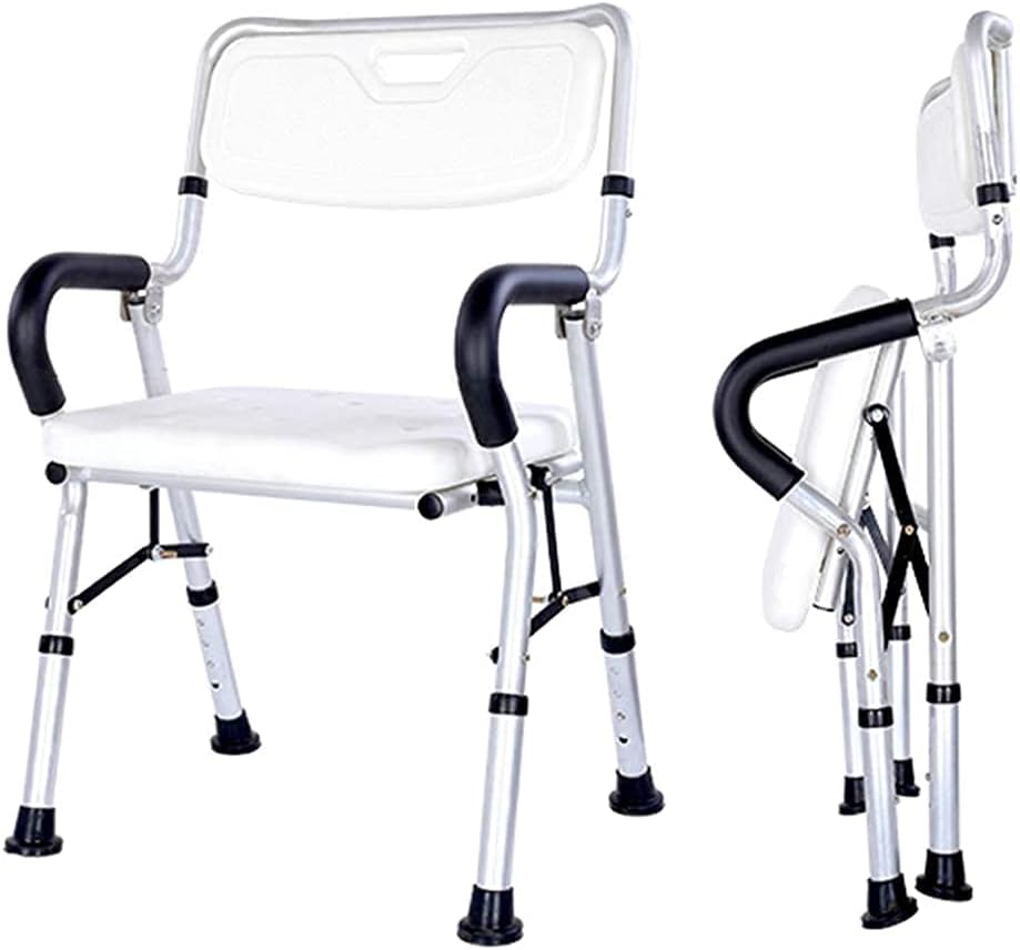 Seat Stool Shower Chair,Bathtub Seat Foldable Shower Chair, Portable Bath Seat with Durable Aluminum Legs, Adjustable with Backrest Bathroom