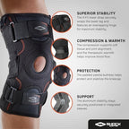 Shock Doctor Knee Brace, Compression Knee Brace for Men & Women, Hinged Knee Brace with Side Stabilizers, Maximum Support, Adjustable Dual Hinges, Knee Braces and Knee Support