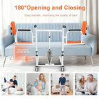 Patient Lift Transfer Chair for Home, 440lbs Capacity, 4 in 1 Patient Lift Transfer Chair with 180° Split Seat, Upgraded Rod for Height Adjustable, for Elderly Transfer to Bed/Toilet (Orange)