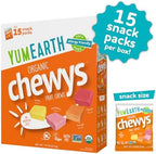 YumEarth Organic Chewys Fruit Flavored Candy Chews - Allergy Friendly, Gluten Free, Non-GMO, Vegan, No Artificial Dyes - Assorted Flavors, 7.5 oz.
