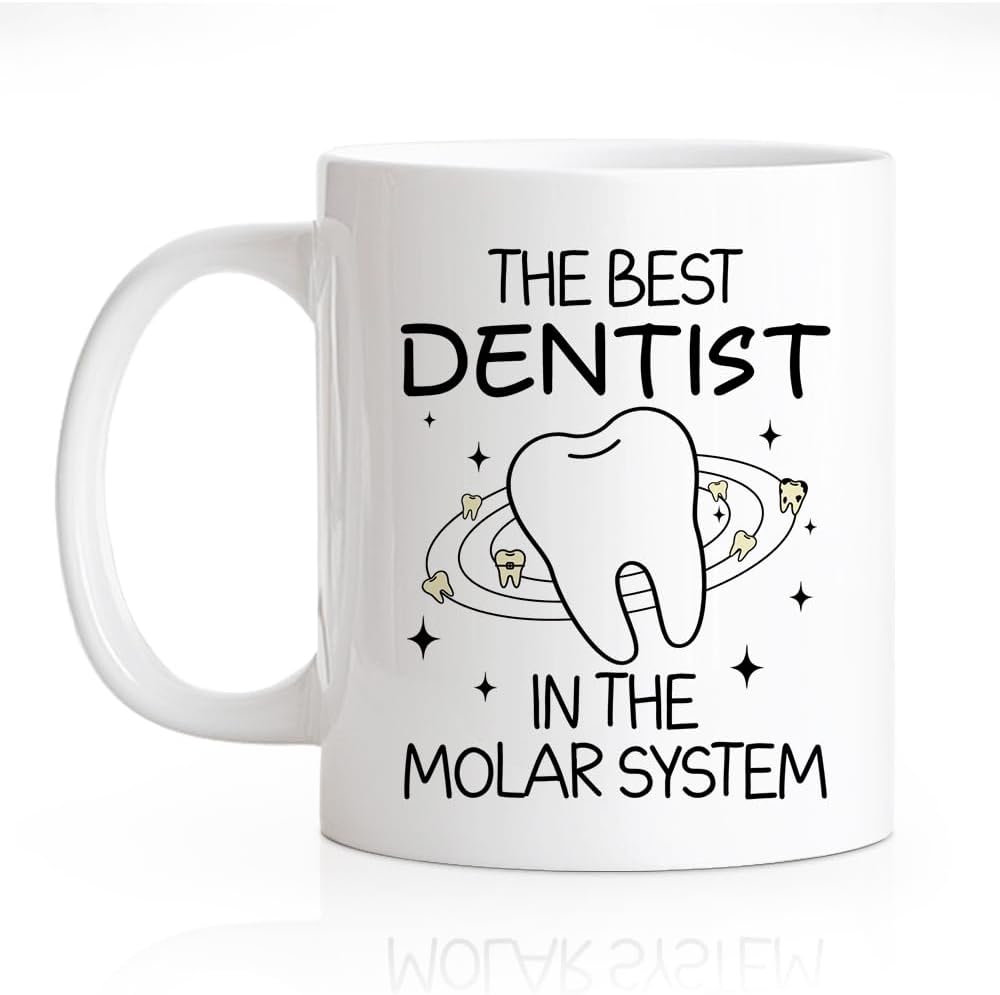 RZHV The Best Dentist, In The Molar System Funny Coffee Mug, Thank You Present for Dentists Nurses Dental Assistants Hygienist, Graduation Gifts for Dental School Students, National Dentists Day Gifts