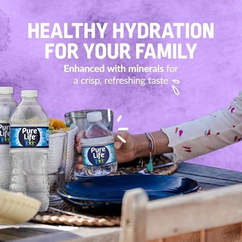 Pure Life Purified Water Bottles, 24 Pack - Still Bottled Water Enhanced with Minerals for a Crisp Taste, Plastic Bottles - 16.9 Fl Oz
