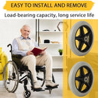 4 Pack 6 Inch Walker Wheels Replacement, Drive Walker Wheels, Wheelchair Front Wheels with Axles, Rubber Rollator Wheel Safe and Quiet Wheelchair Accessories, Gray