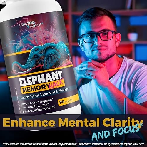Elephant Memory Hack - Our Best Brain Supplement for Mental Alertness, Memory, Focus, & Concentration - Daily Brain Booster Supplement - Focus Iq Memo Boost Mental Clarity and Focus Supplements