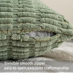 Aegero Pack of 2 Corduroy Decorative Throw Pillow Covers 18x18 InchSoft Boho Striped Pillow Covers Modern Farmhouse Home Decor for Sofa Living Room Couch Bed（Sage Green）