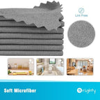 Orighty Grey Microfiber Cleaning Cloth, 50 Pack Highly Absorbent Cleaning Supplies, Lint Free Kitchen Towels Cleaning Rags, Microfiber Towels for Cars, House, Window, 12x12 inch