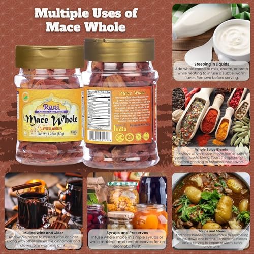 Rani Mace Whole (Javathri), Spice 1.75oz (50g) PET Jar ~ All Natural | Vegan | Gluten Friendly | NON-GMO | Kosher | Indian Origin
