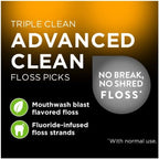DenTek Triple Clean Advanced Clean Floss Picks, No Break & No Shred Floss, 90 Count, (Pack of 3)
