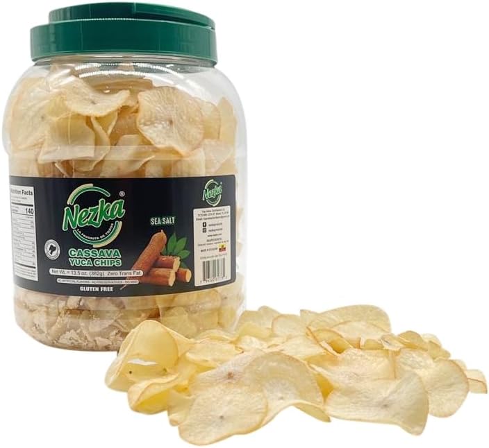 Nezka Cassava Yuca Chips - Crunchy Snacks and Side Dish - Gluten Free, Vegan, Non-GMO - 13.5 Oz