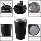 YINBAOGE Insulated Travel Coffee Mug, Spill & Leak Proof, Portable To Go Camping Stainless Steel Coffee Tumbler, Reusable Thermal Coffee Cup with Lid for Hot & Cold Drinks (Black, 12 OZ)