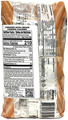 Generic Victoria Casino Galletas con Crema Sabor Lucuma 258 gr / 10.1 oz | Peruvian Casino Lucuma Cookie