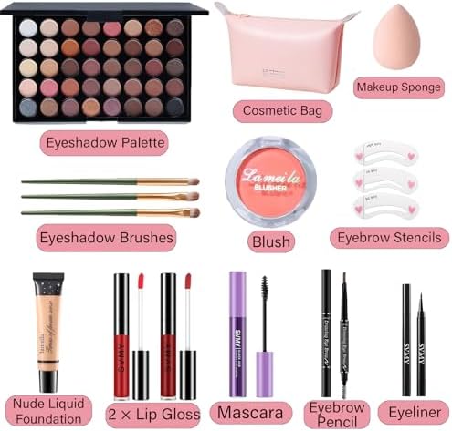 Makeup Set for Women, Makeup Full Kit for Beginners & Professionals, Travel Makeup Set for Teens & Adults, Makeup Gift Set for Girls, Eyeshadow Palette, Lip Gloss, Face & Eye Make up