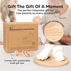 KeaBabies Baby Casting Kit Hands and Feet Mold - 3D Newborn Hand Casting Kit & Stylish Wood Base,Easy DIY Infant Foot Molds 0-9 Months,First Mothers Day & Baby Keepsake Shower Gifts(Round, Ash Wood)