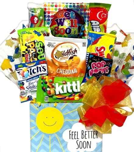 Feel Better Soon Candy Bouquet -Variety Of Candy GIFT BOX -Great to send wishes of Recovery - Get Well Gift with Snacks
