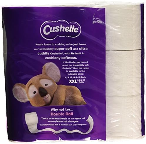 Cushelle Original Toilet Paper Bulk Buy, White 2 ply Toilet Rolls, 9 Count (Pack of 1)